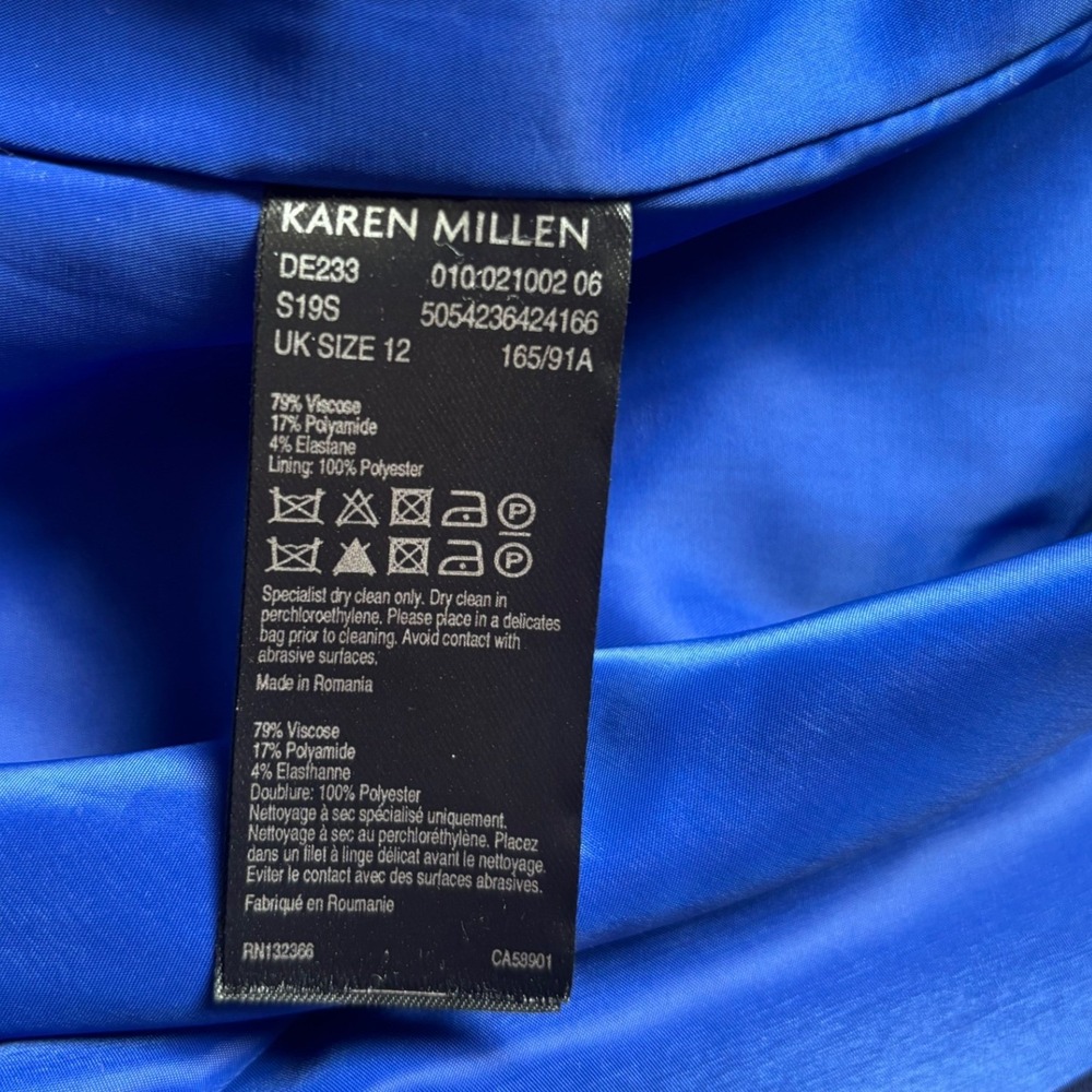 NWT Karen Millen Blue Italian Fabric Off Shoulder Pencil Midi Dress UK 12 US 8 - Picture 7 of 8